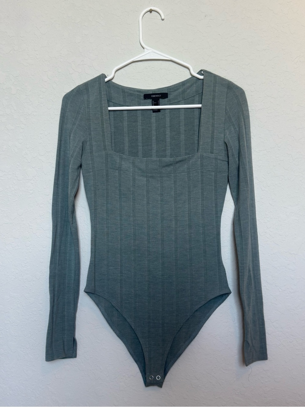 Square Neck Long Sleeve Light Teal Green Bodysuit